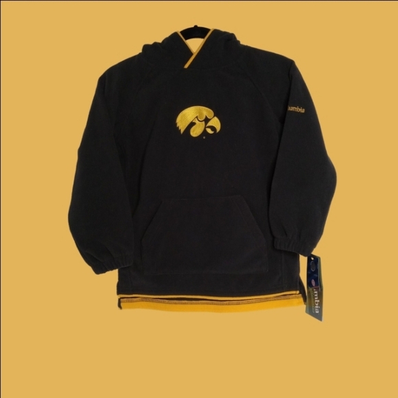 COLUMBIA IOWA HAWKEYES PULLOVER‎ FLEECE TOP W/HOOD SIZE 7 YOUTH NWT - Picture 2 of 15